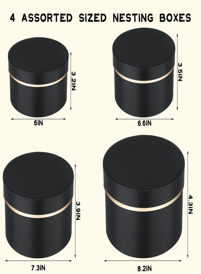 Resholder 8 Pack Valentines Round Nesting Gift Black Boxes with Lids for Presents Assorted Sizes Gift Wrap Boxes for Christmas Arrangements Bridesmaid Wedding Birthday Party Favor - Image 2